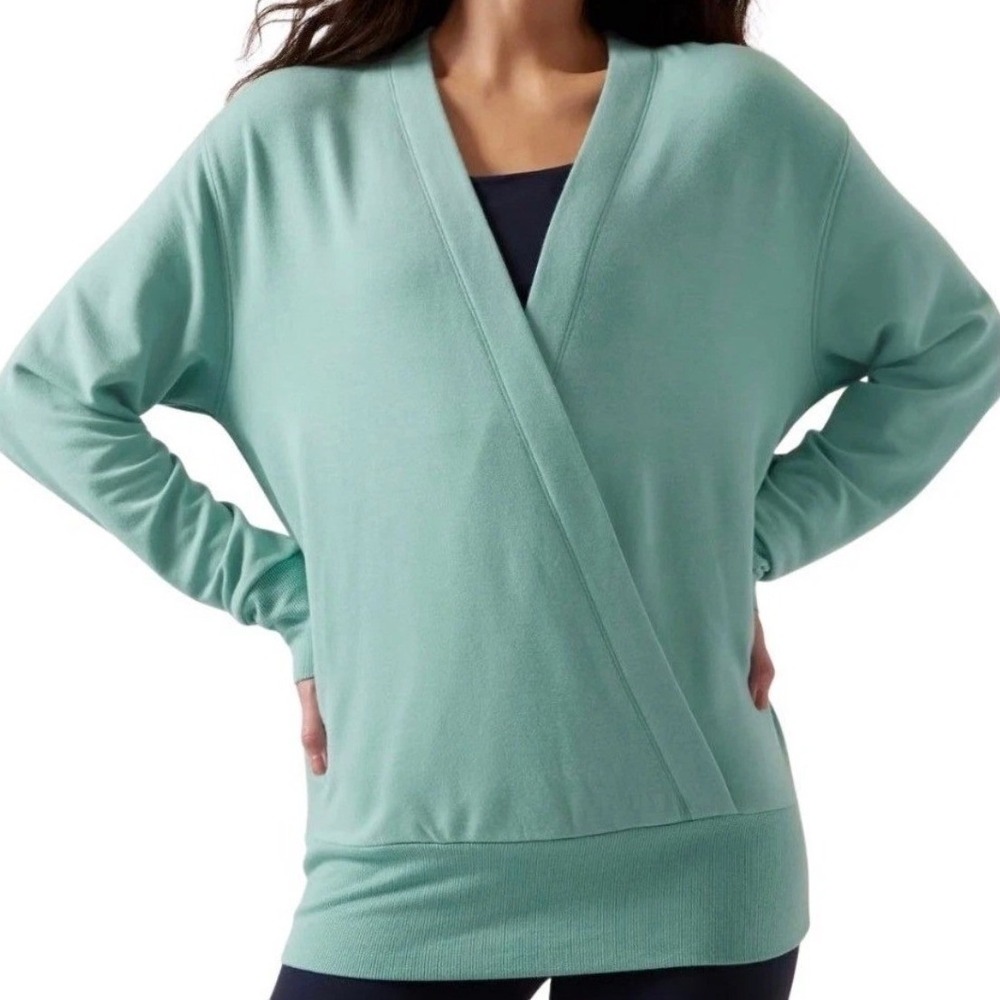 Athleta Seafoam Wrap-Front Pullover Hoodie